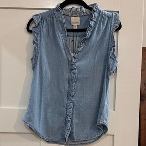 Industry Republic Women’s Blue Denim Ruffle Top.  New with tags!
